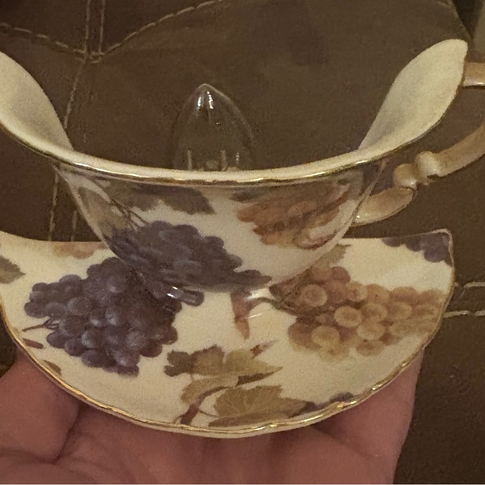 Floral Grapes Teacup and Saucer Vintage Nightlight